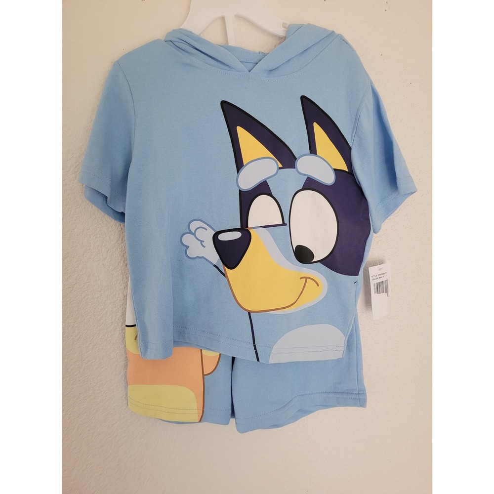 Bluey Bingo Toddler Boys 2-Piece Hooded Shirt and Shorts Set Blue 3T NEW #9